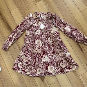 Umgee Maroon and Beige Floral Dress/Tunic